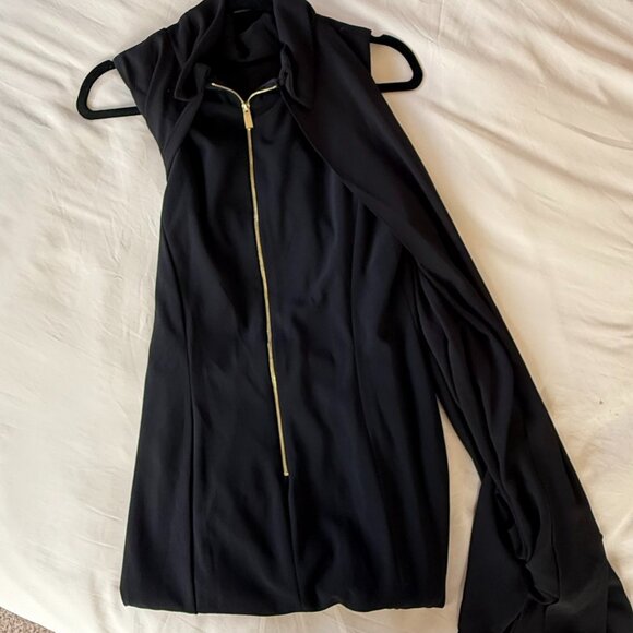 Mock Neck Chiffon Trapeze Dress - Picture 8 of 11